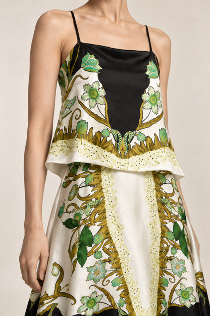 PANELLED SILK GOWN
