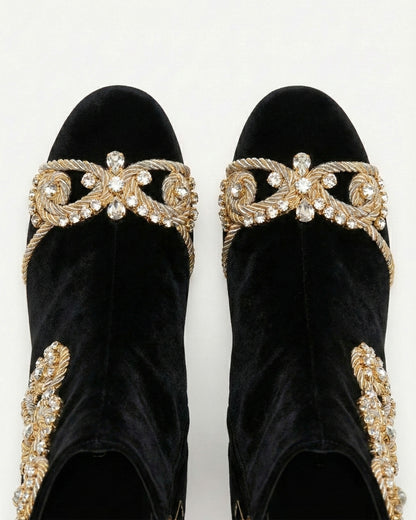 VELVET ANKLE BOOTS