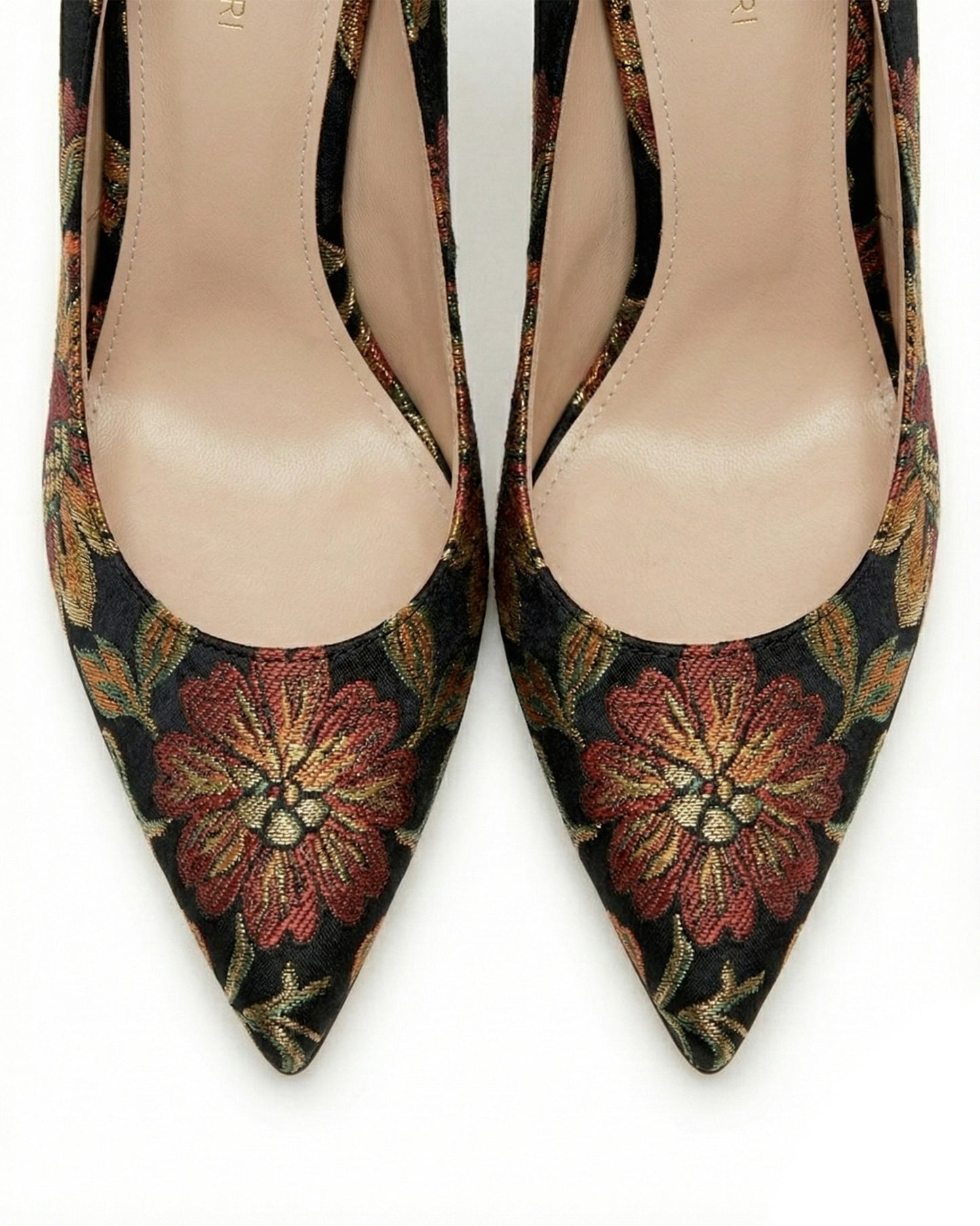 POINTED BROCADE HEELS