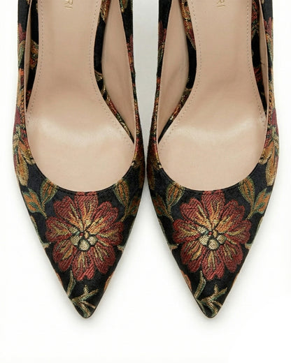 POINTED BROCADE HEELS