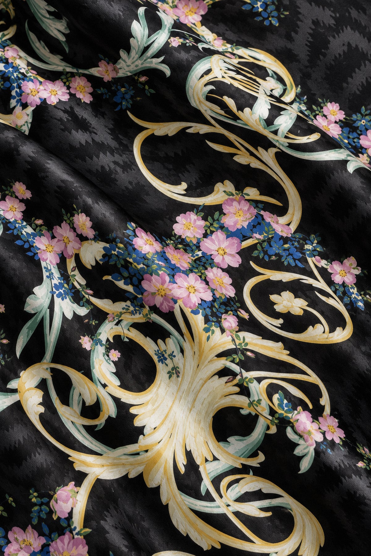 ORNAMENTAL FLORAL SILK GOWN