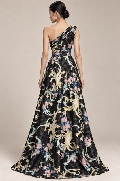 ORNAMENTAL FLORAL SILK GOWN