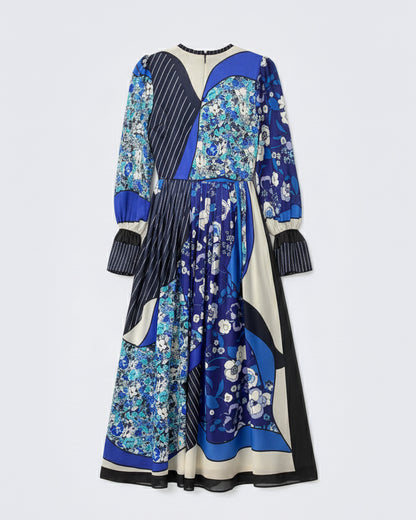 COMPOSED SILK PANEL MIDI DRESS