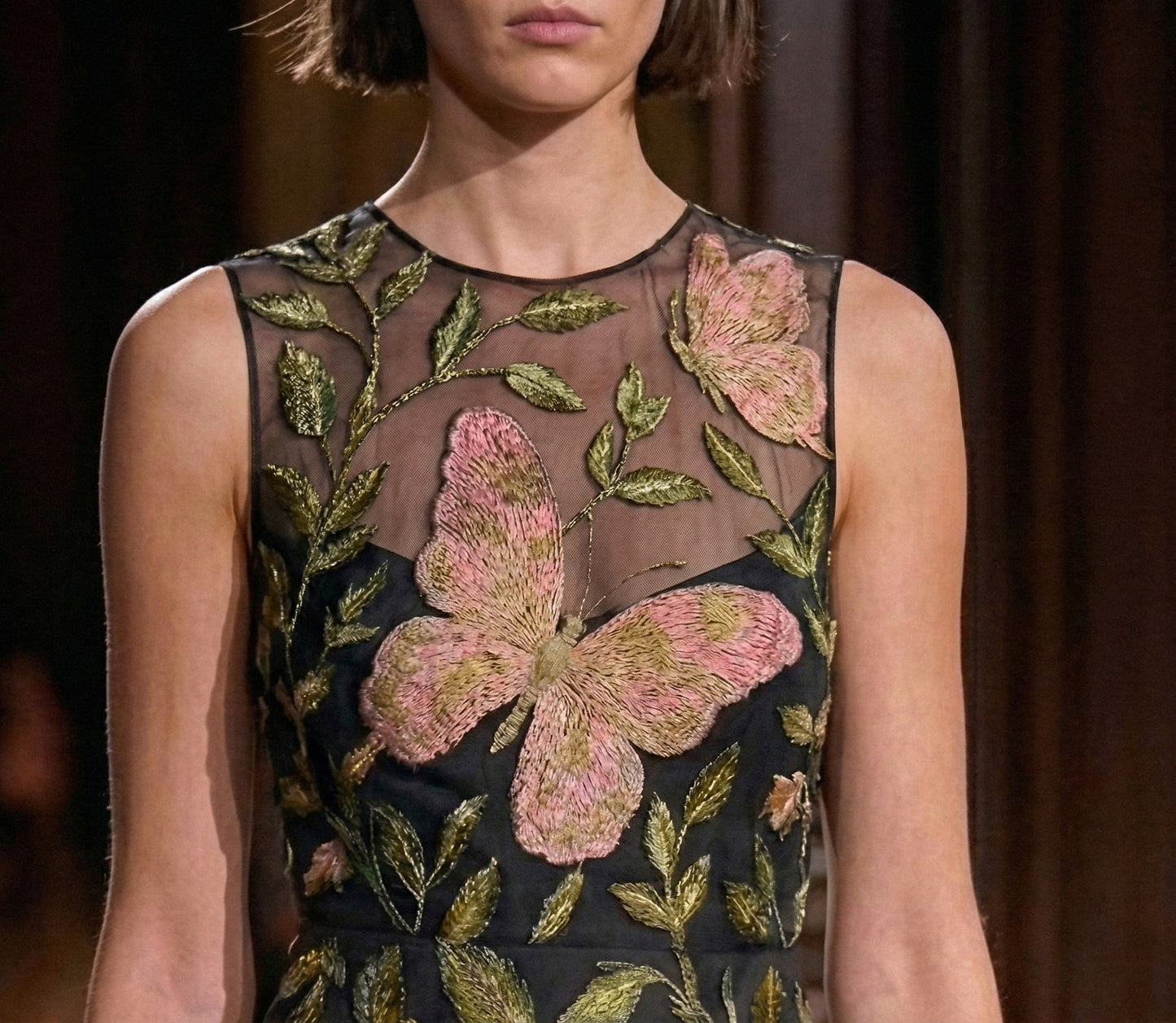 Embroidered Silk Organza Butterfly Gown