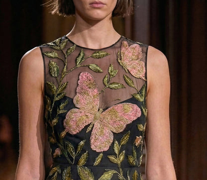 Embroidered Silk Organza Butterfly Gown