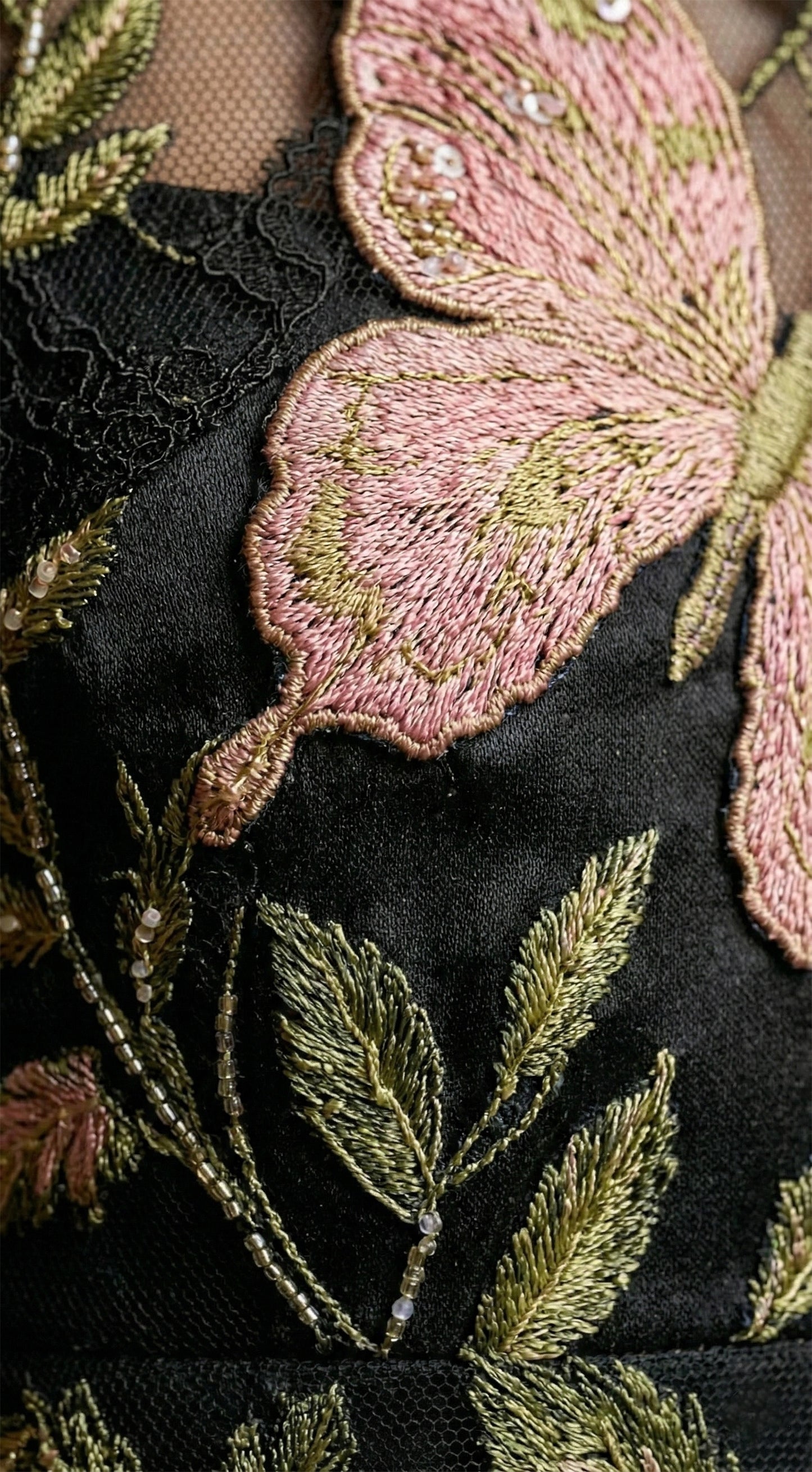 Embroidered Silk Organza Butterfly Gown