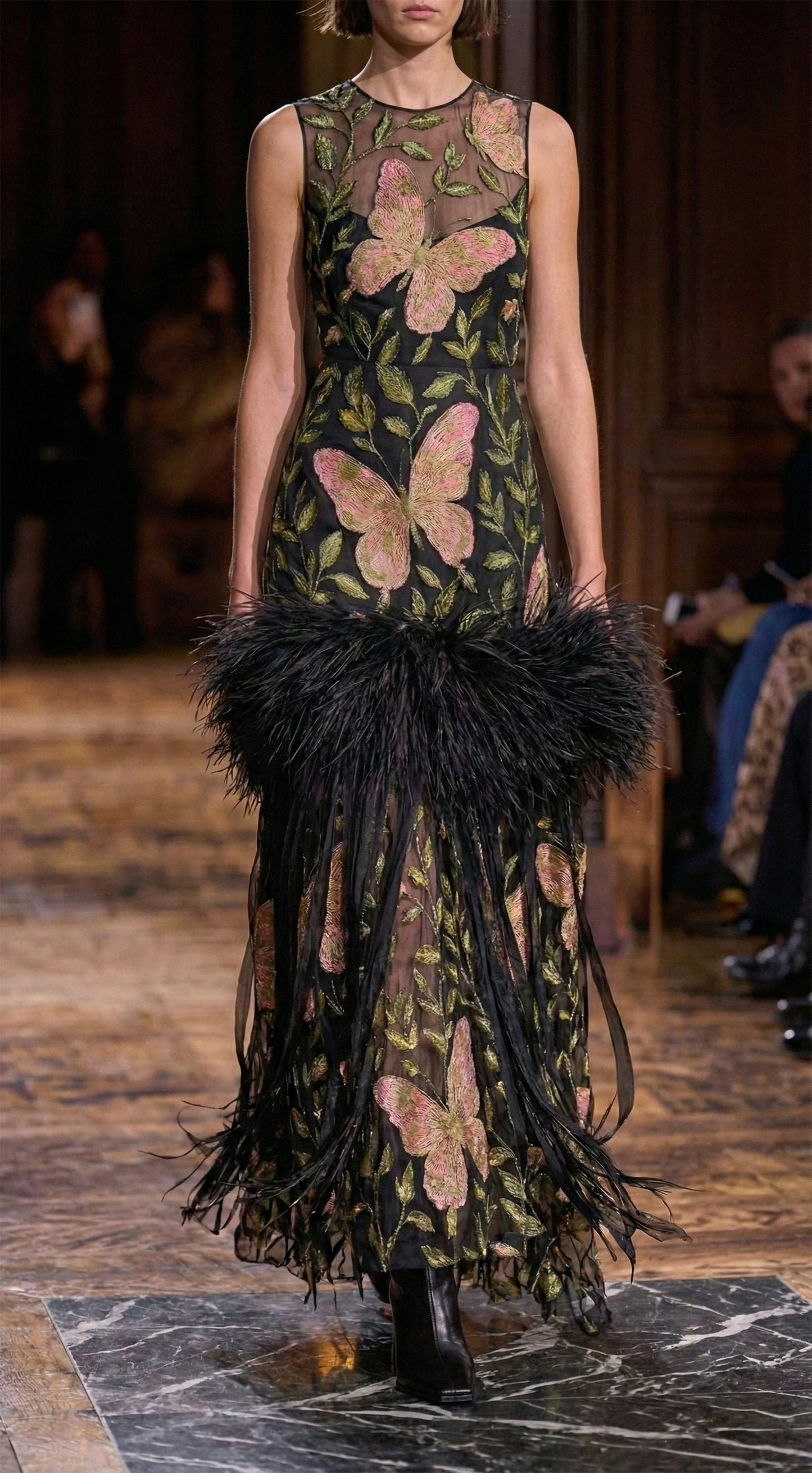 Embroidered Silk Organza Butterfly Gown
