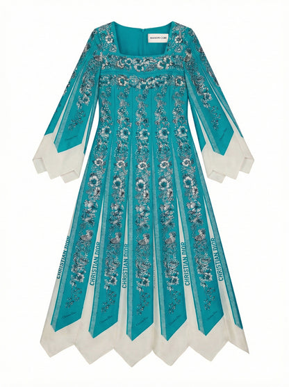 Panelled Silk Scarf Dress