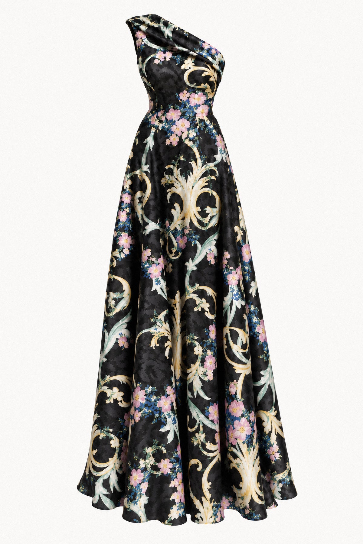 ORNAMENTAL FLORAL SILK GOWN