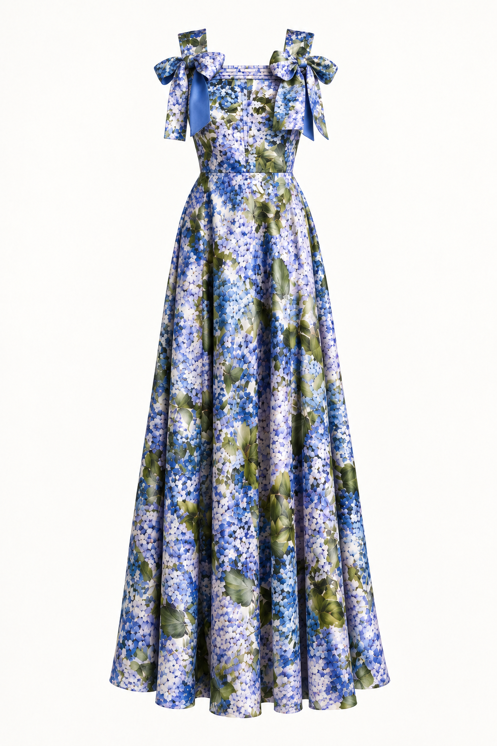 HYDRANGEA BOW SILK GOWN