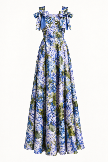HYDRANGEA BOW SILK GOWN