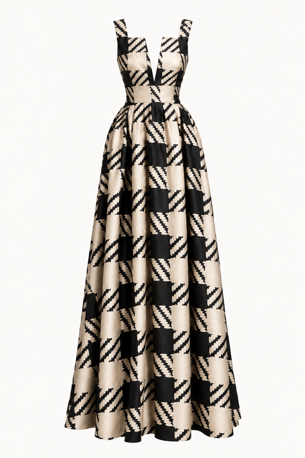 OVERSCALE HOUNDSTOOTH SILK GOWN