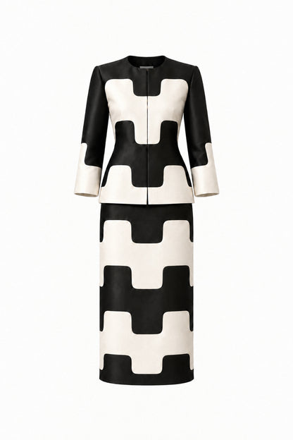GRAPHIC SILK DUPION TWO-PIECE