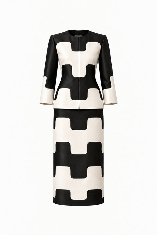GRAPHIC SILK DUPION TWO-PIECE