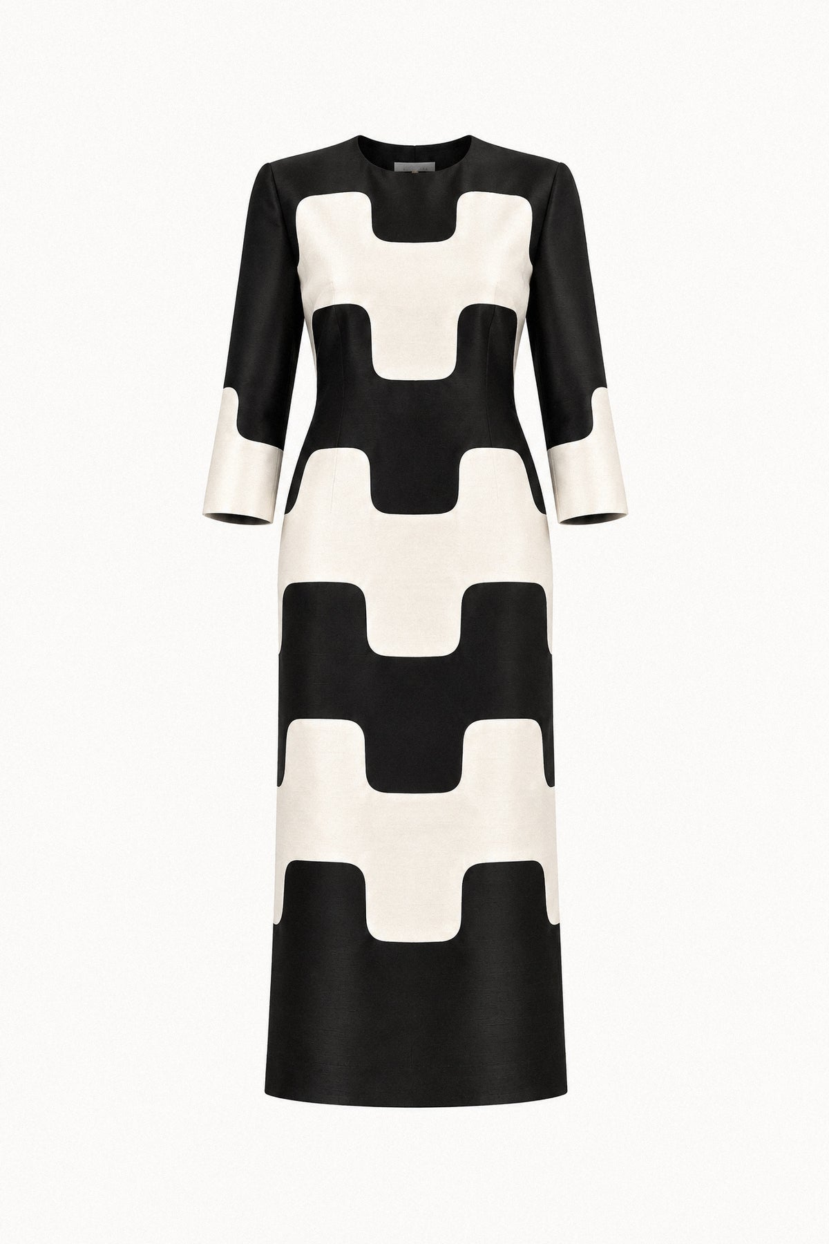 GRAPHIC SILK DUPION COLUMN DRESS