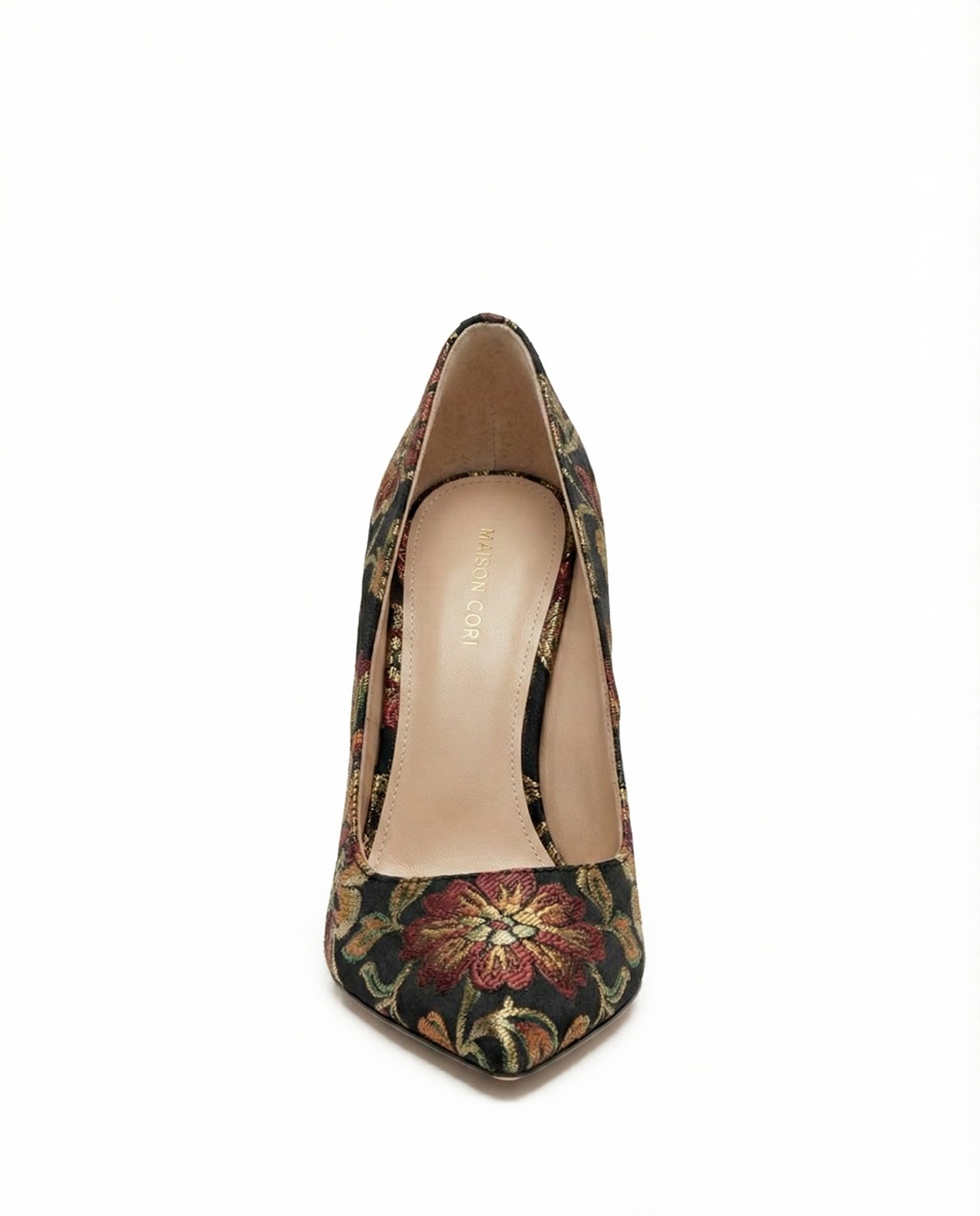 POINTED BROCADE HEELS