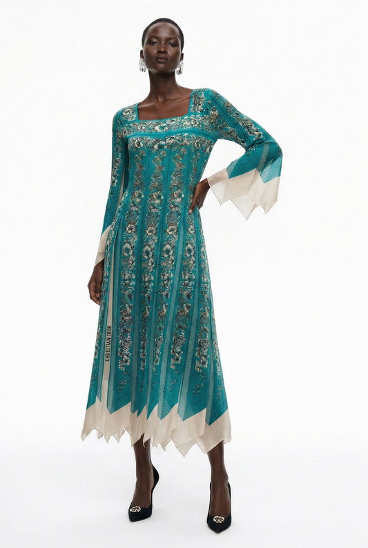 Panelled Silk Scarf Dress