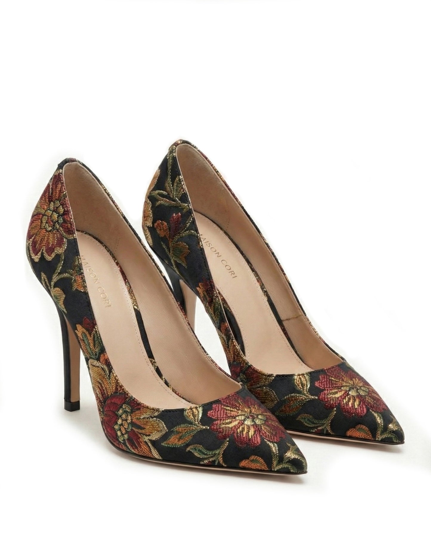 POINTED BROCADE HEELS