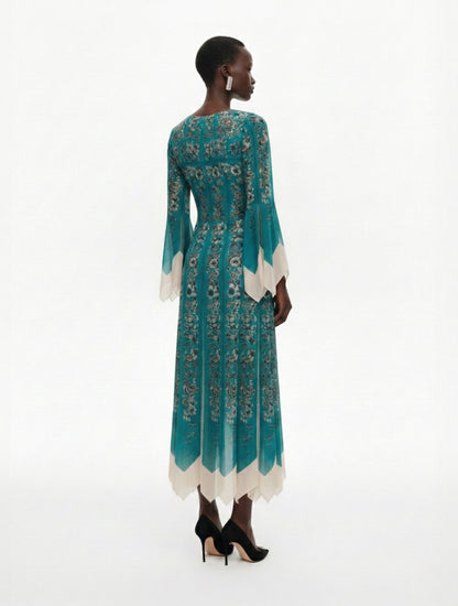 Panelled Silk Scarf Dress