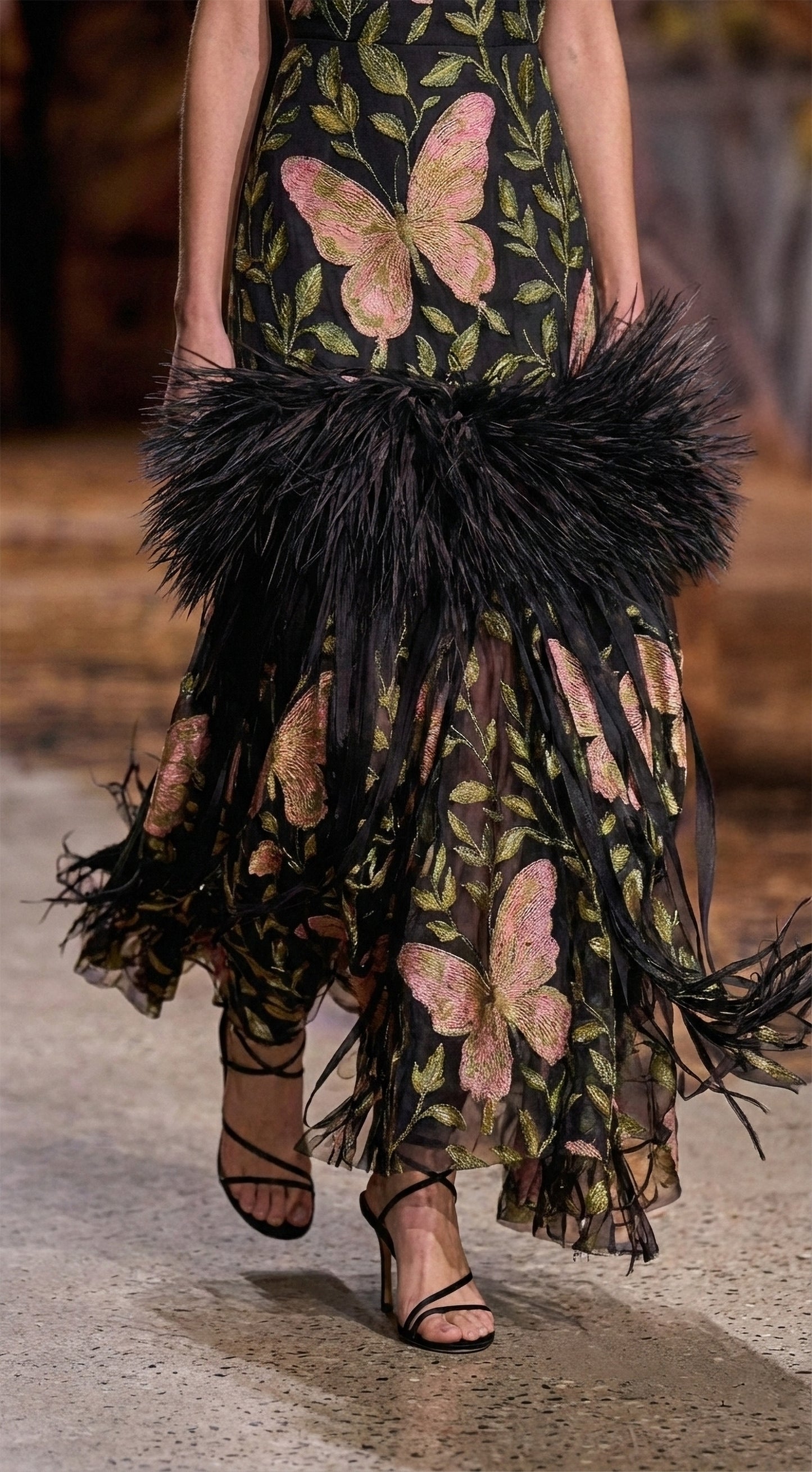 Embroidered Silk Organza Butterfly Gown