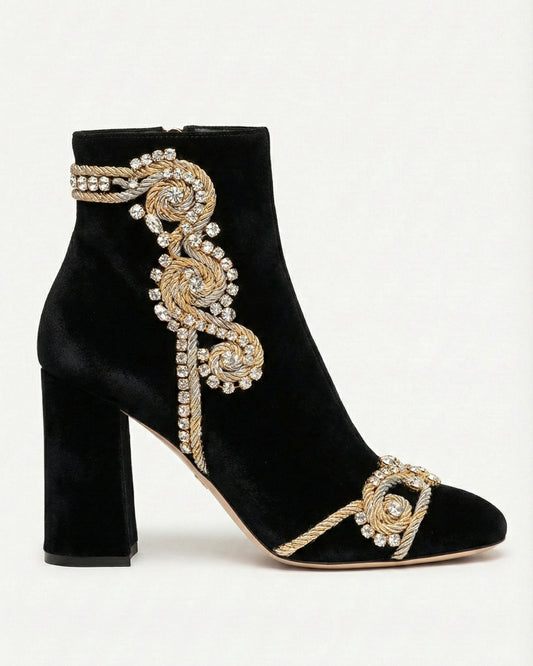 VELVET ANKLE BOOTS