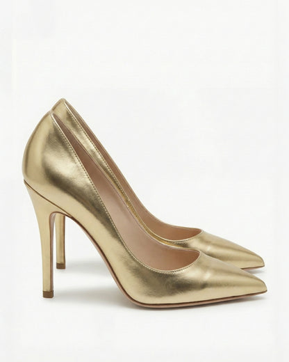 GOLD LEATHER STILETTOS